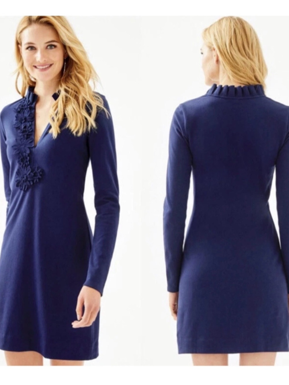 Lilly Pulitzer Navy Long-Sleeve Clary Polo Dress